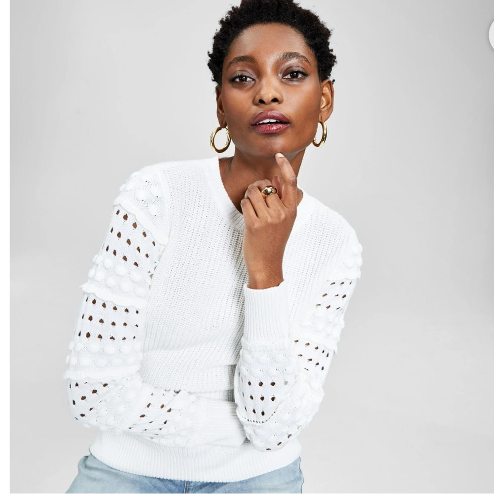 INC International Concepts crochet sleeve sweater